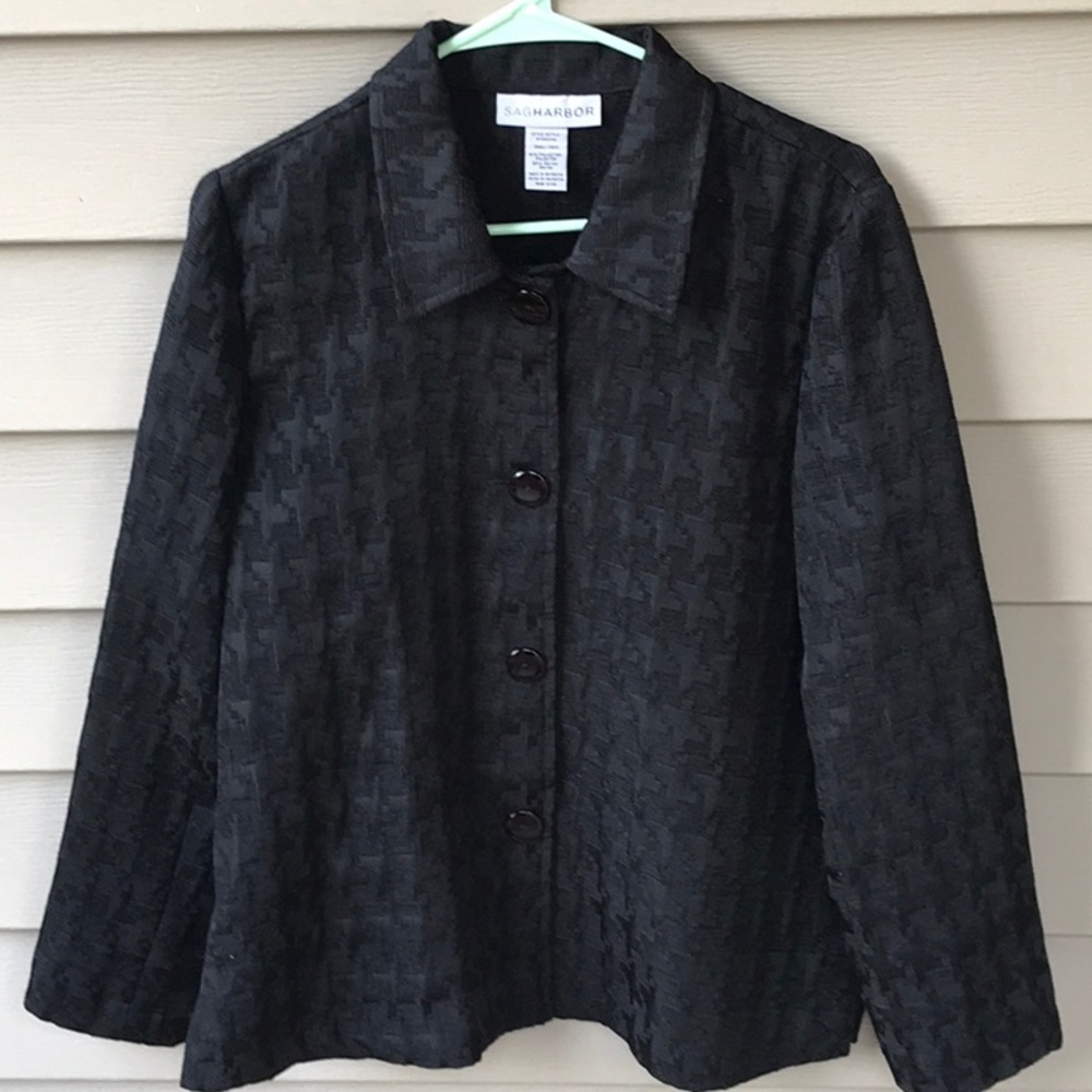 Pretty Black Houndstooth Pattern Jacket. Size S - image 1